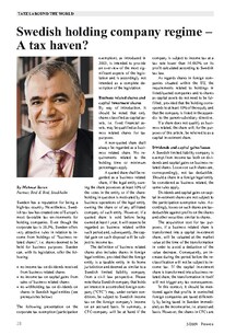 Taxes around the world: Swedish holding company regime  A tax haven?