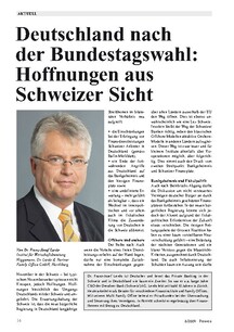 Deutschland nach der Bundestagswahl: Hoffnungen aus Schweizer Sicht