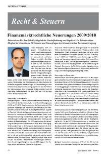 Finanzmarktrechtliche Neuerungen