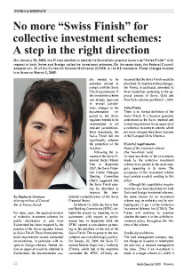 No more Swiss Finish for collective investment schemes: A step in the right direction