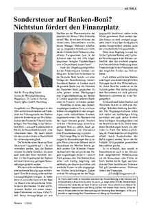 Sondersteuer auf Banken-Boni? Nichtstun fördert den Finanzplatz