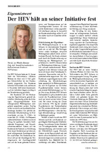 Der HEV hält an seiner Initiative fest