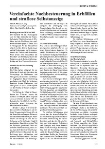 Vereinfachte Nachbesteuerung in Erbfällen und straflose Selbstanzeige