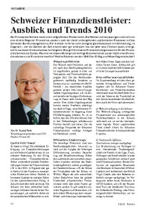 Schweizer Finanzdienstleister: Ausblick und Trends 2010