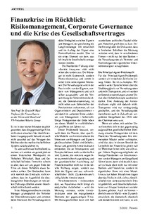 Finanzkrise im Rückblick: Risikomanagement, Corporate Governance und die Krise des Gesellschaftsvertrages