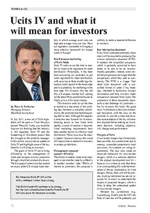 Ucits IV and what it will mean for investors