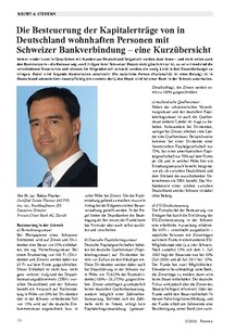 Die Besteuerung der Kapitalerträge von in Deutschland wohnhaften Personen mit Schweizer Bankverbindung  eine Kurzübersicht