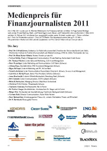 Medienpreis für Finanzjournalisten 2011