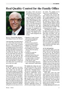 Real Quality Control for the Family Office