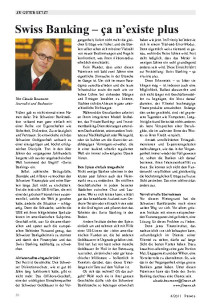 Swiss Banking  ça nexiste plus