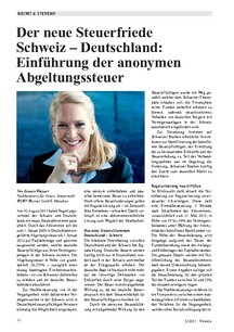 Der neue Steuerfriede Schweiz  Deutschland