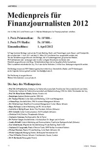 Medienpreis für Finanzjournalisten 2012