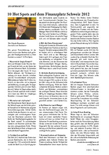 10 Hot Spots auf dem Finanzplatz Schweiz 2012