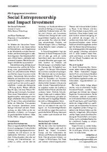 Social Entrepreneurship und Impact Investment