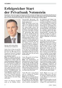 Erfolgreicher Start der Privatbank Notenstein