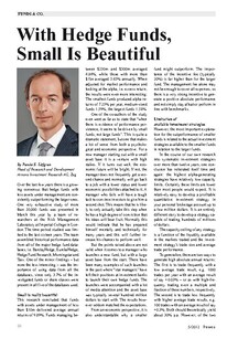 With Hedge Funds, Small Is Beautiful