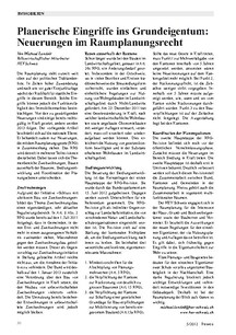 Neuerungen im Raumplanungsrecht