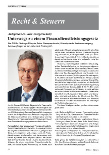 Unterwegs zu einem Finanzdienstleistungsgesetz