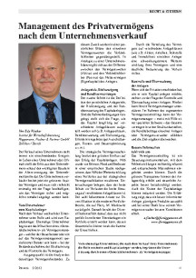 Management des Privatvermögens nach dem Unternehmensverkauf