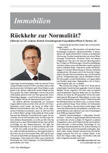 Immobilienanlagen: Rückkehr zur Normalität?
