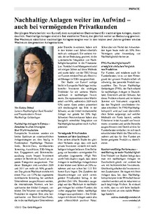 Nachhaltige Anlagen weiter im Aufwind  auch bei vermögenden Privatkunden