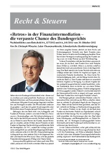 Retrozessionen in der Finanzintermediation