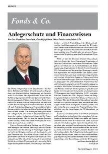 Anlegerschutz und Finanzwissen 