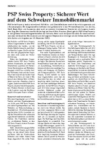 PSP Swiss Property: Sicherer Wert auf dem Schweizer Immobilienmarkt