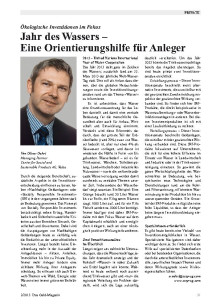 Jahr des Wassers  Eine Orientierungshilfe für Anleger