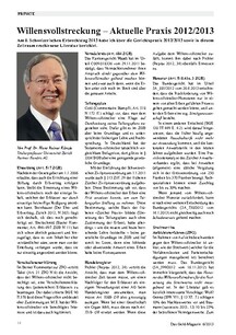 Willensvollstreckung - Aktuelle Praxis 2012/2013