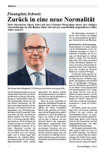 Finanzplatz Schweiz: Zurück in eine neue Normalität