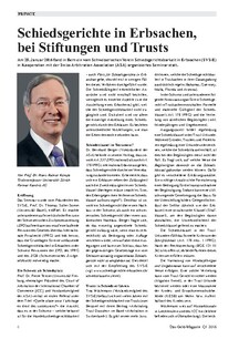 Schiedsgerichte in Erbsachen, bei Stiftungen und Trusts