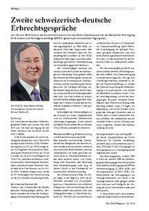 Zweite schweizerisch-deutsche Erbrechtsgespräche