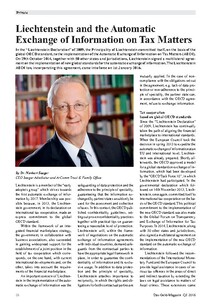 Liechtenstein and the Automatic Exchange of Information on Tax Matters