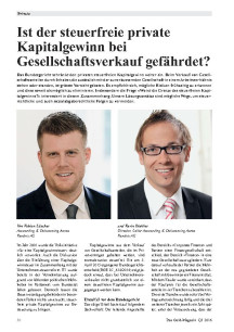 Ist der steuerfreie private Kapitalgewinn bei Gesellschaftsverkauf gefährdet?