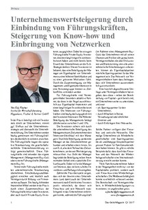 Unternehmenswertsteigerung durch Einbindung von Führungskräften, Steigerung von Know-how und Einbringung von Netzwerken