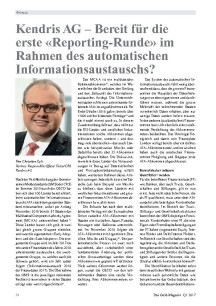Kendris AG – Bereit für die erste «Reporting-Runde» im Rahmen des automatischen Informationsaustauschs?