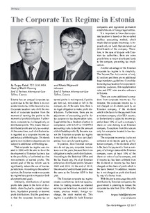 The Corporate Tax Regime in Estonia