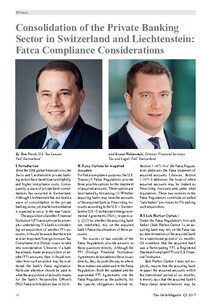 Consolidation of the Private Banking Sector in Switzerland and Liechtenstein: Fatca Compliance Considerations