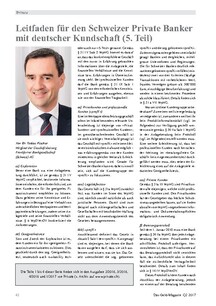 Leitfaden für den Schweizer Private Banker mit deutscher Kundschaft (5. Teil)