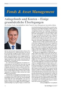 Anlagefonds und Kosten – Einige grundsätzliche Überlegungen