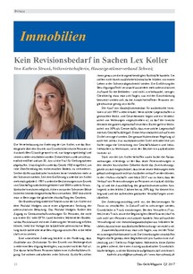 Kein Revisionsbedarf in Sachen Lex Koller