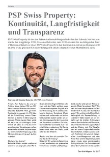 PSP Swiss Property: Kontinuität, Langfristigkeit und Transparenz