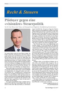 Plädoyer gegen eine «visionäre» Steuerpolitik