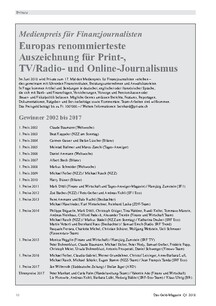 Medienpreis für Finanzjournalisten