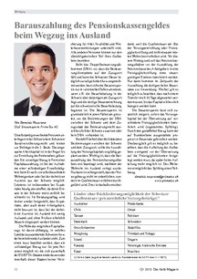 Barauszahlung des Pensionskassengeldes beim Wegzug ins Ausland