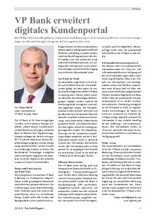 VP Bank erweitert digitales Kundenportal