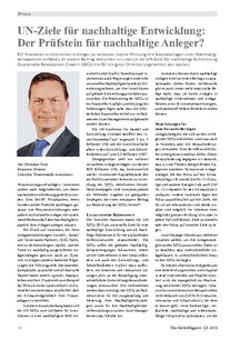 UN-Ziele für nachhaltige Entwicklung: Der Prüfstein für nachhaltige Anleger?