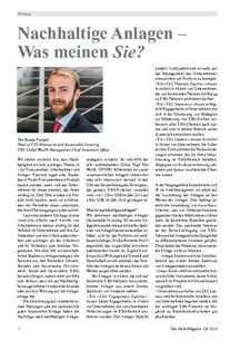 Nachhaltige Anlagen  – Was meinen  Sie?