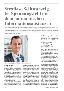 Straflose Selbstanzeige im Spannungsfeld mit dem automatischen Informationsaustausch